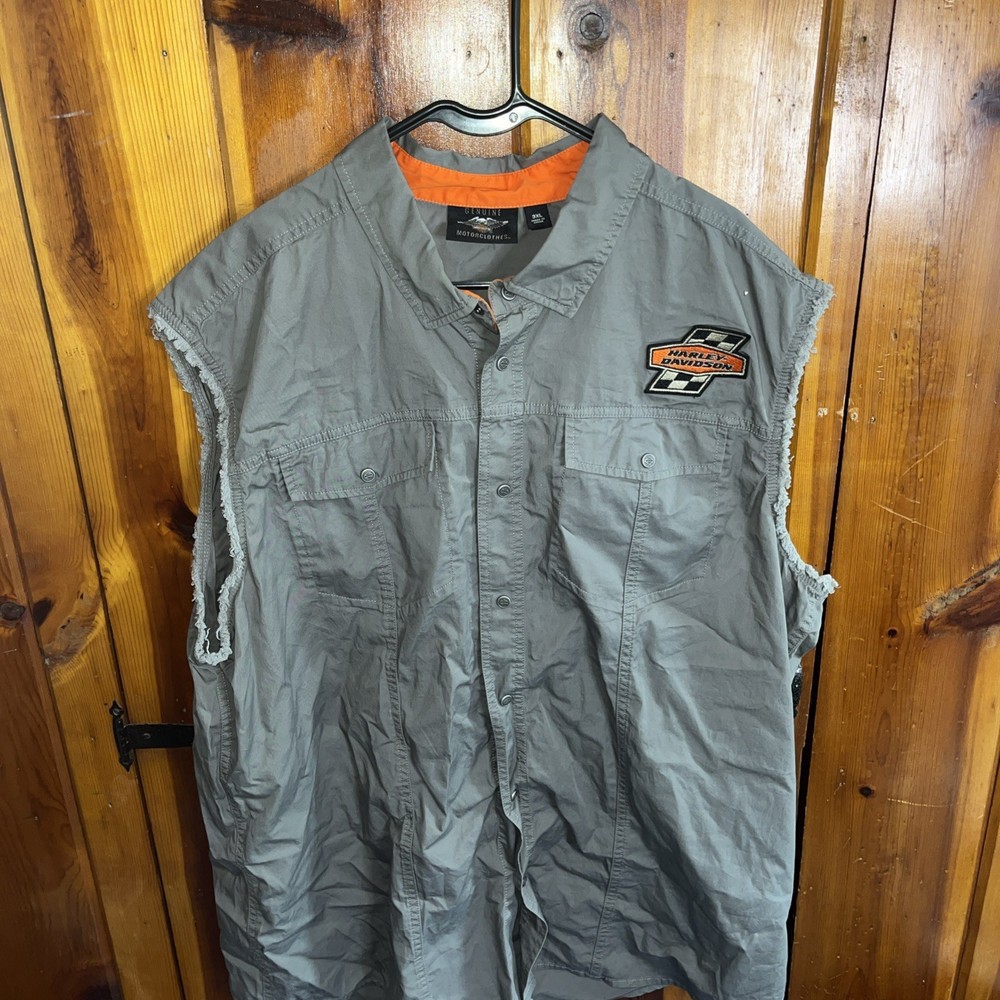 Harley Davidson Work Shirt Size 3XL Gray Sleeveless Vest Screamin' Eagle