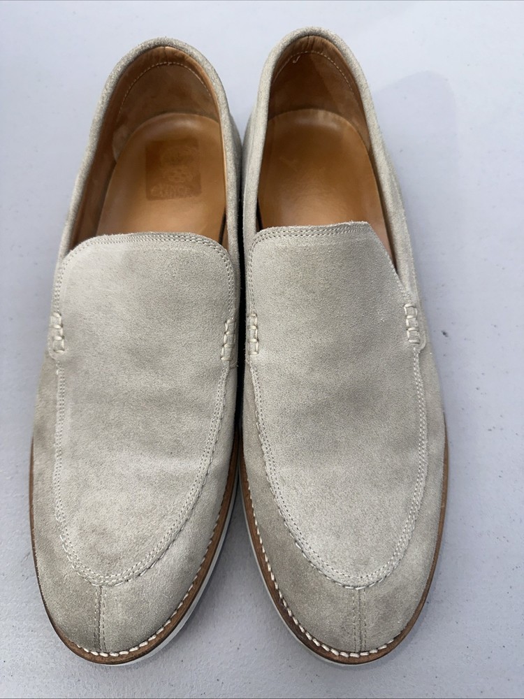 Vince Camuto Mens Loafers Cream Suede Leather 10.5