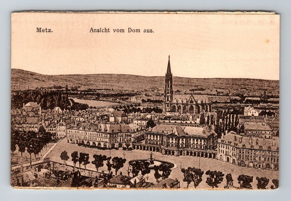 Germany- Metz City View & Cathedral Souvenir Old Post Card View Vintage Postcard