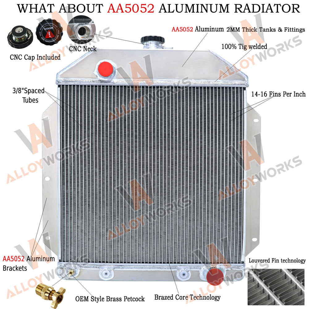 4-Row Aluminum Radiator Fits 1949-53 Ford Cars Country Sedan Deluxe Chevy Engine