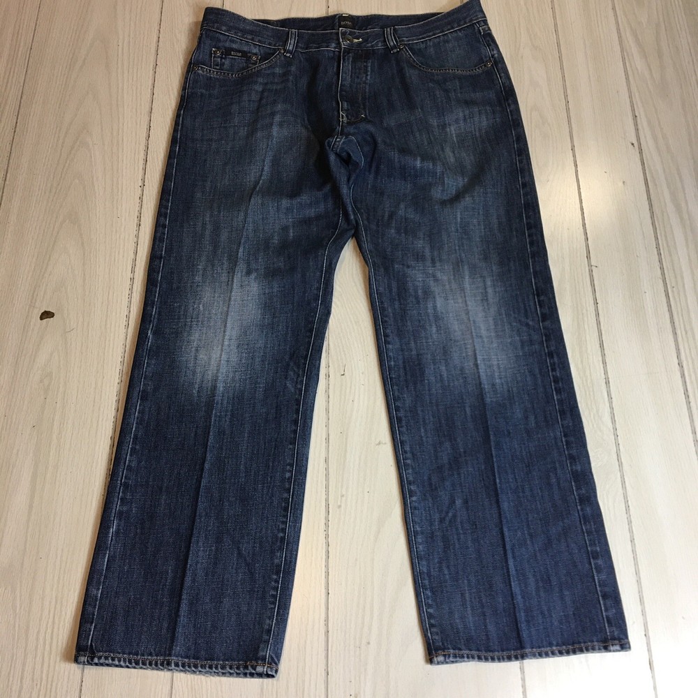 Hugo Boss Mens Jeans Regular Fit Straight Stretch Blue Wash 38/30
