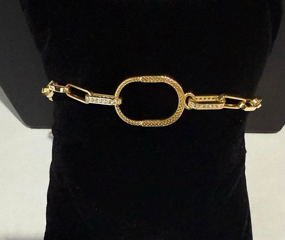 Real 18K Yellow Gold Locket Bracelet Size 7.5