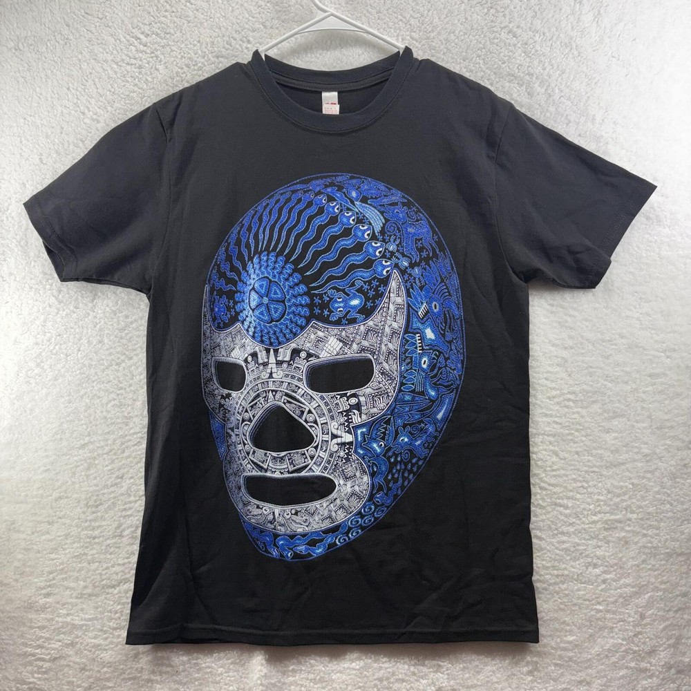 Blue Demon Lucha Libre Mask Graphic Shirt Mens Medium Mexican Cotton