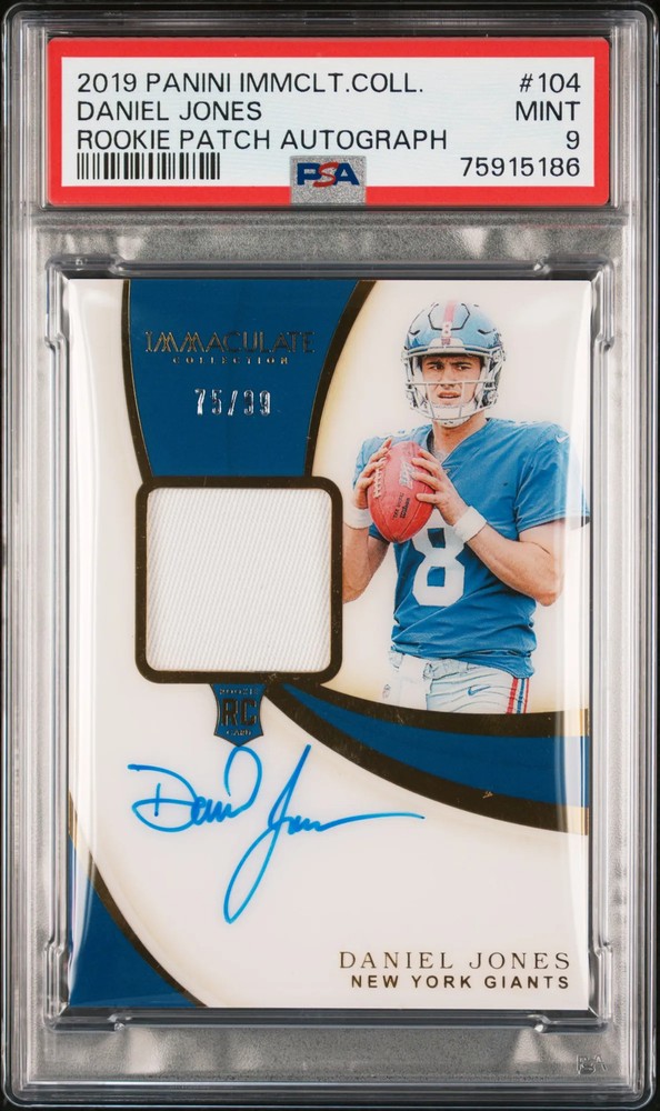 2019 Panini Immaculate Collection Daniel Jones Rookie Patch Autograph /99 PSA 9
