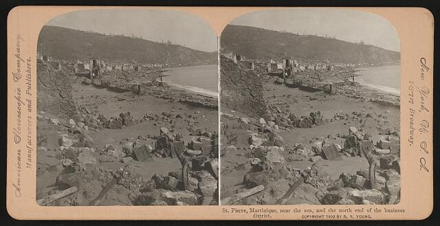 St. Pierre, Martinique, near sea, north end business district historic photo