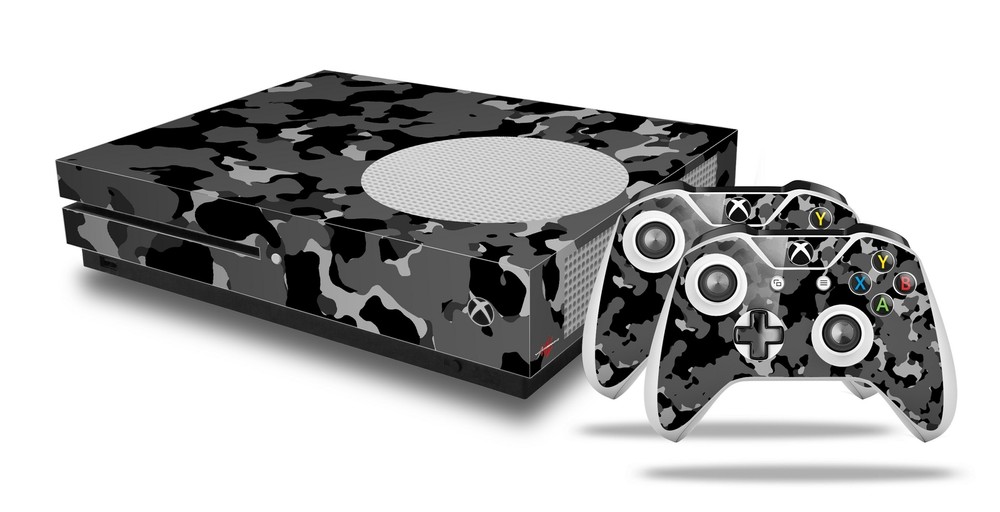 Skin XBOX One S Console Controller WraptorCamo Old School Camouflage Camo Black