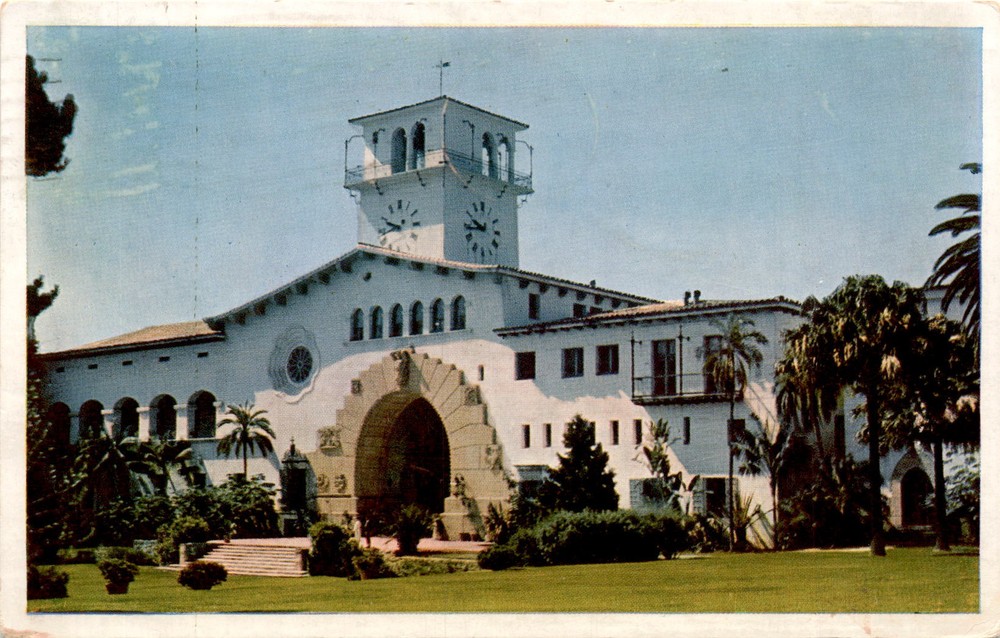 Santa Barbara, County Courthouse, Moorish, Spanish architecture, Santa Postcard
