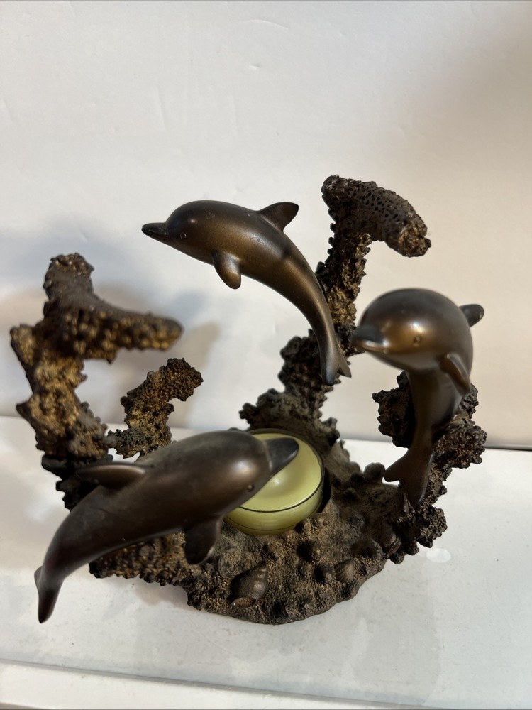 NEW Partylite Bronze Dolphin Candle Holder Tea Light Votive Vintage