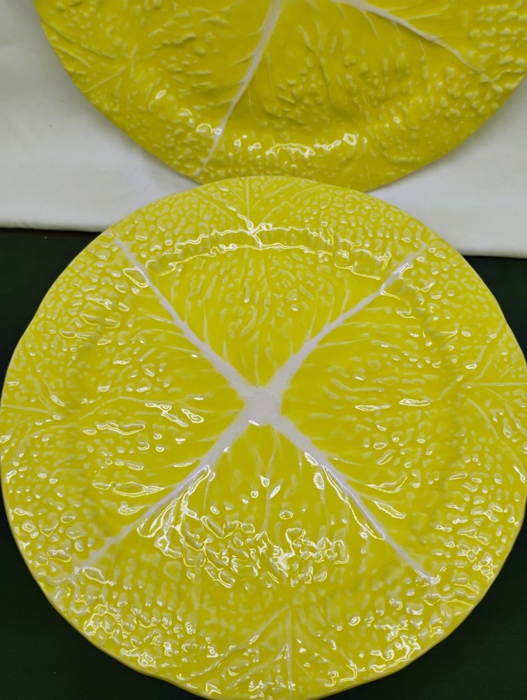 1 Secla Yellow Cabbage Leaf  Salad Plate  Made In Portugal  Embossed
