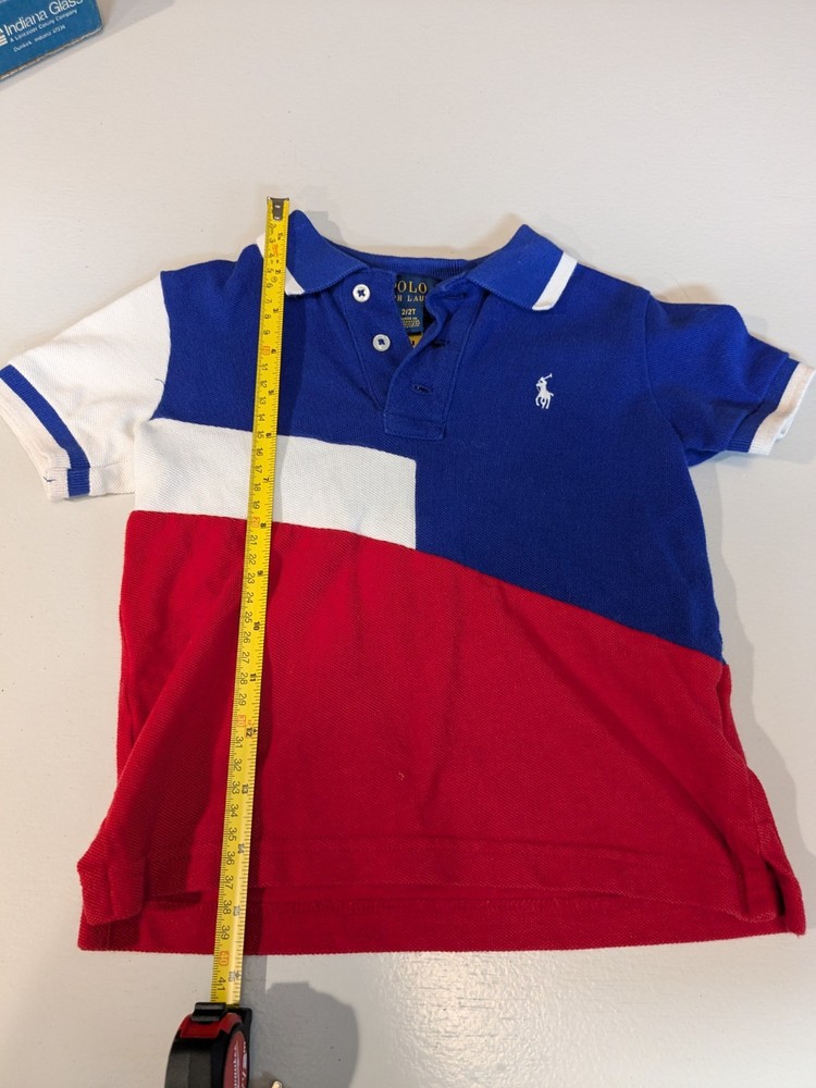 Ralph Lauren Polo Boys 2T Red White Blue Collared Shirt