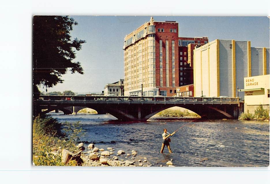Postcard Fishing on Truckee River Trout Stream Reno Nevada USA North America