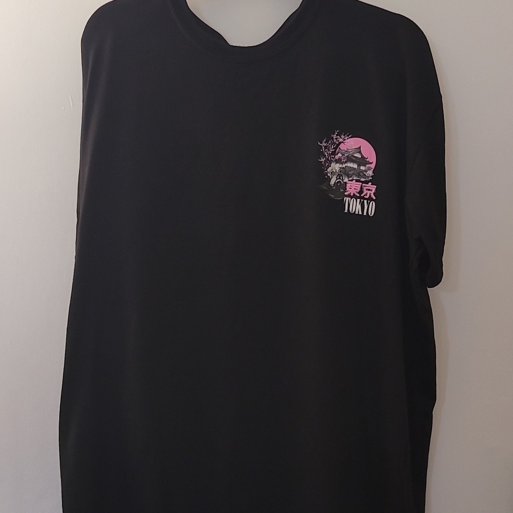 RGSTR Tokyo Japan Cherry Blossom Graphic Black T-Shirt 2XL Crew Neck