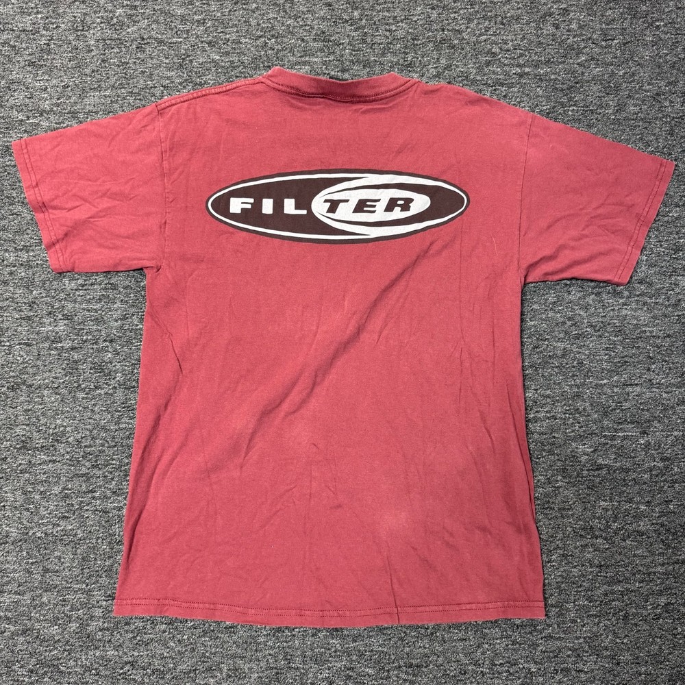 Vintage 90s FILTER Band Hard Rock Skater Concert Logo GIANT T-Shirt Sz L