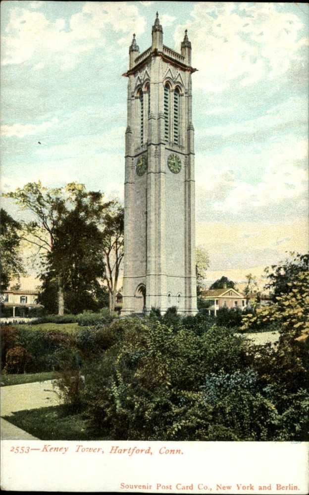 Keney Tower ~ Hartford Connecticut ~ Collegiate Gothic Architecture ~ UDB c1905