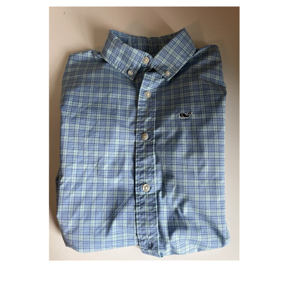 Vineyard Vines Performance Men's Blue/White Plaid Stretch Button-Down Shirt M