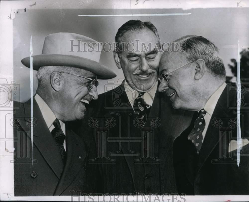 1950 Press Photo President Truman, John Snyder & Dean Acheson meet in DC