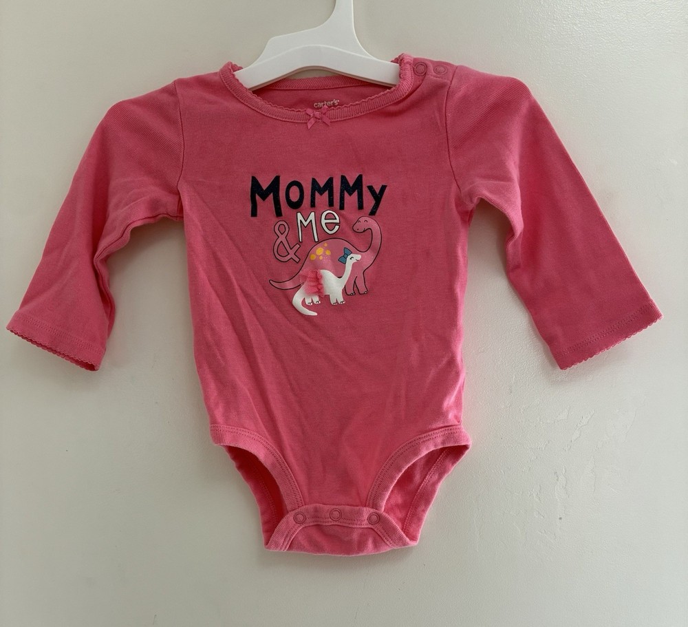Carter's Baby Girls Glitter Dinosaur 100% Cotton Long Sleeve Bodysuit Pink 12M