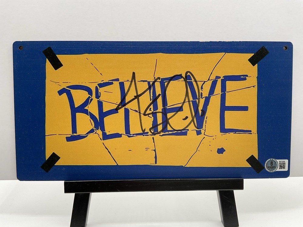 Jason Sudeikis signed Believe Ted Lasso signed Wooden Sign Soccer BAS Believe