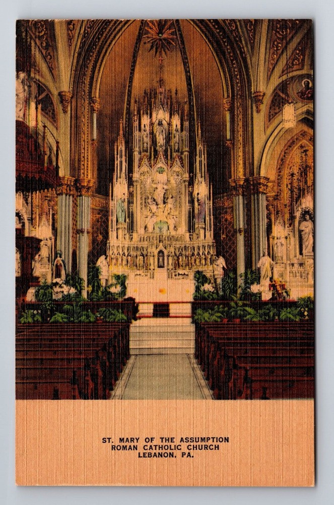 Lebanon PA-Pennsylvania, St. Mary Of The Assumption Interior, Vintage Postcard