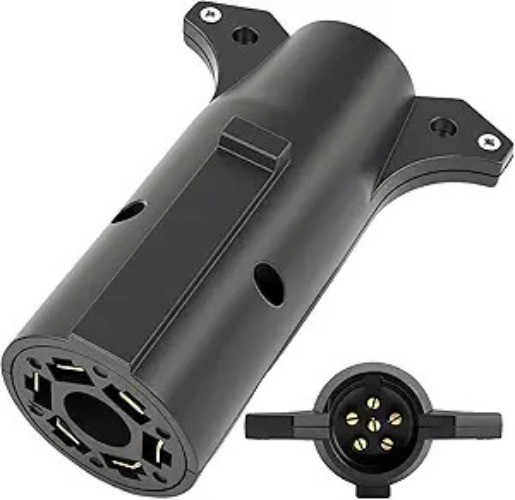 7 Pin to 6 Pin Trailer Plug Adapter, 7 RV Blade to 6 Pole Round, 6 Way to 7 Way