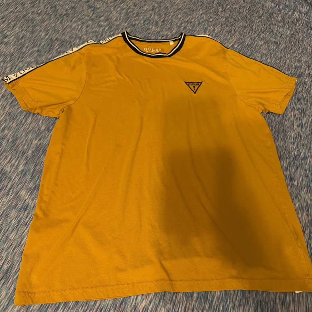 Guess Los Angeles Shirt Men’s Large Orange Short Sleeve Preppy Fit Graphic Logo