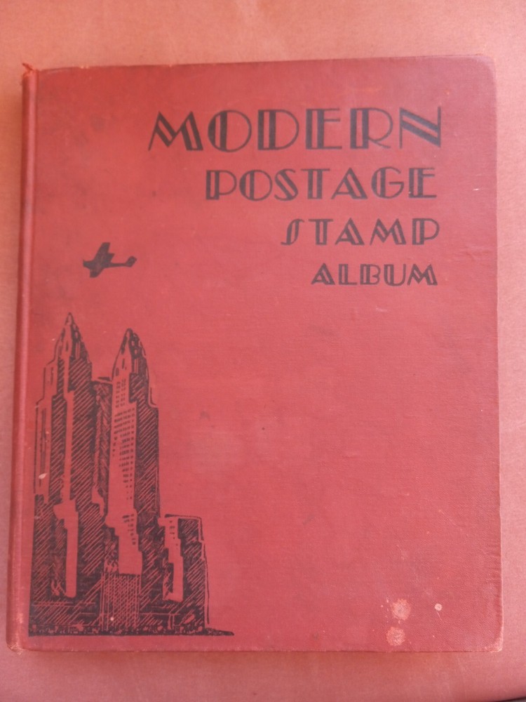 1946 Modern Postage Red Hardcover Stamp Book Album With Assorted Stamps