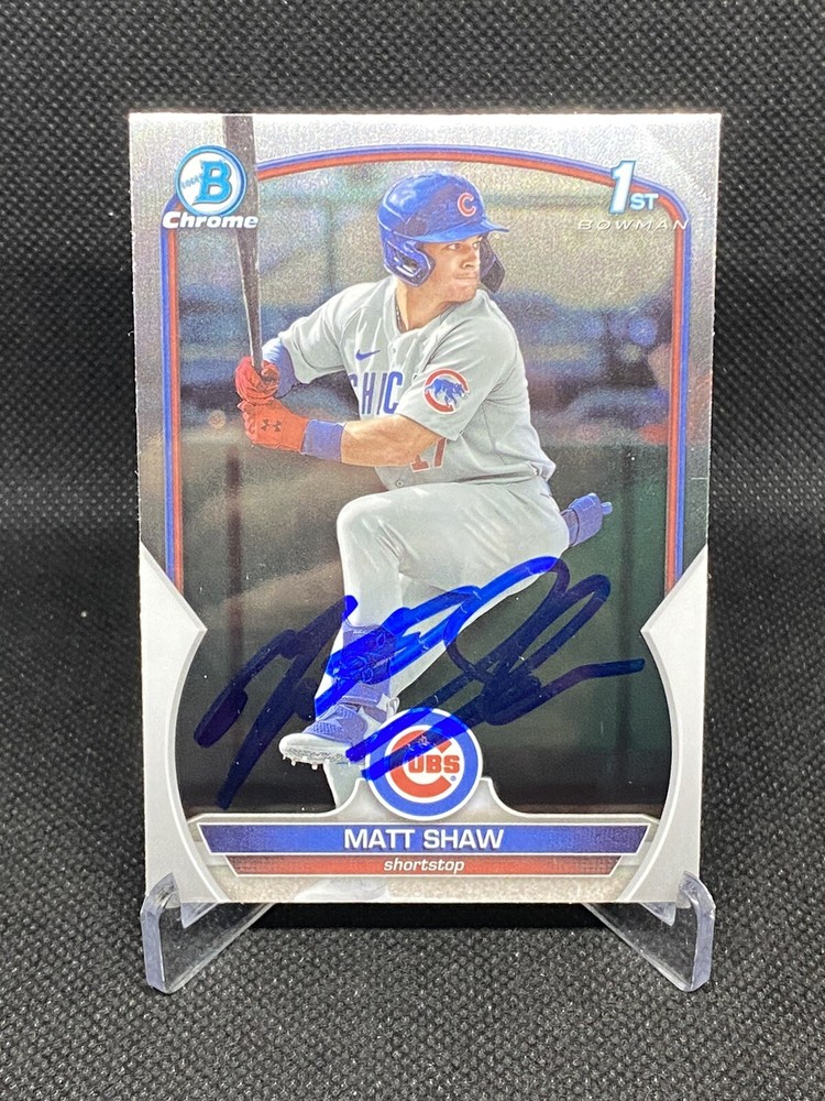 Matt Shaw 1st Bowman Chrome Draft Auto IP SIGNED Chicago Cubs  2023 1st Rd Pick