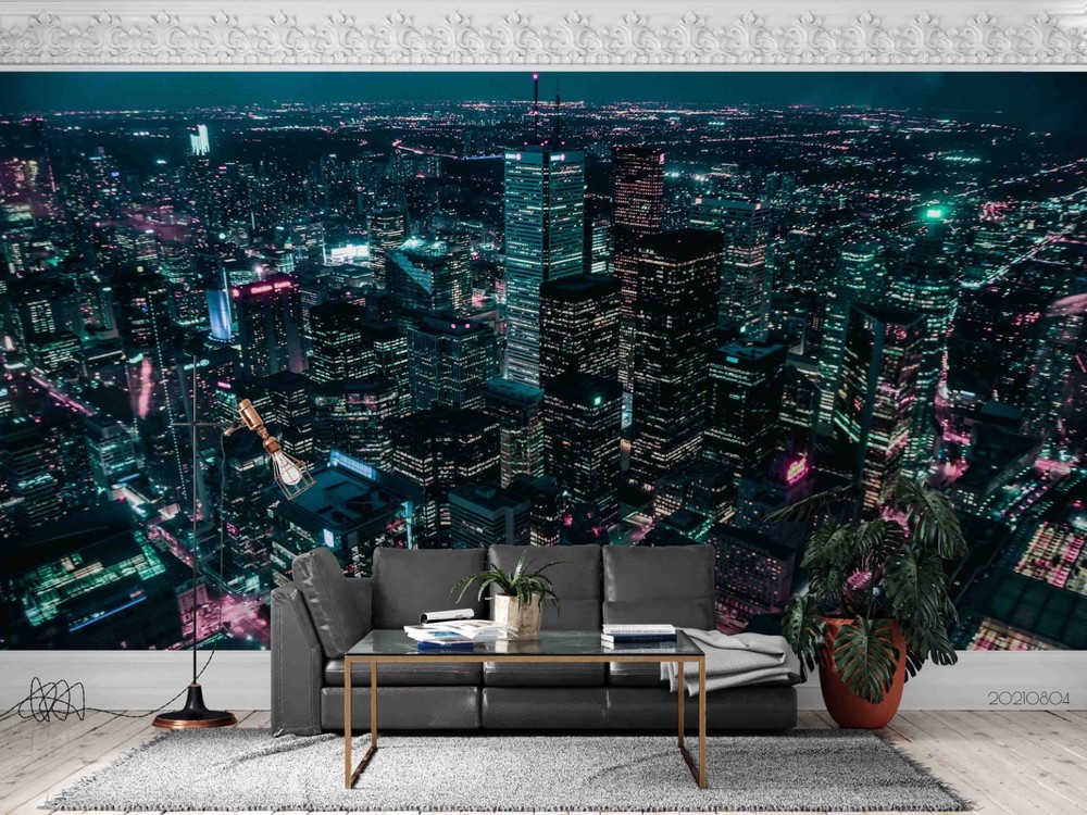 3D City Architecture Night View Wall Murals Wallpaper Murals Wall Sticker