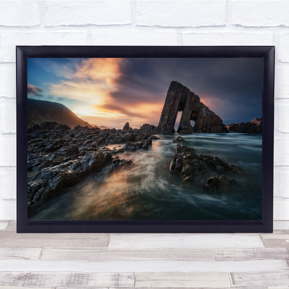 Beach Sea Water Sky Sun Seascape Long Exposure Wall Art Print