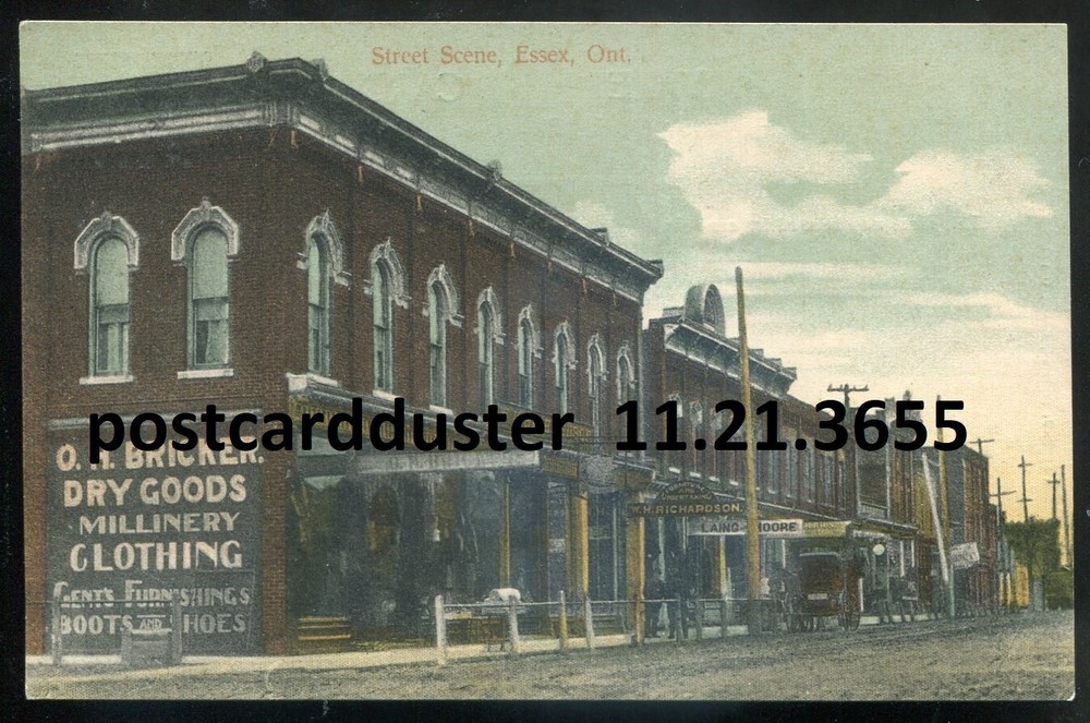 ESSEX Ontario Postcard 1910s Street View. Stores by Stillman