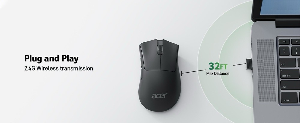 Acer OMR243 Wireless Mouse with USB Receiver 3V-15mA Compact Design  