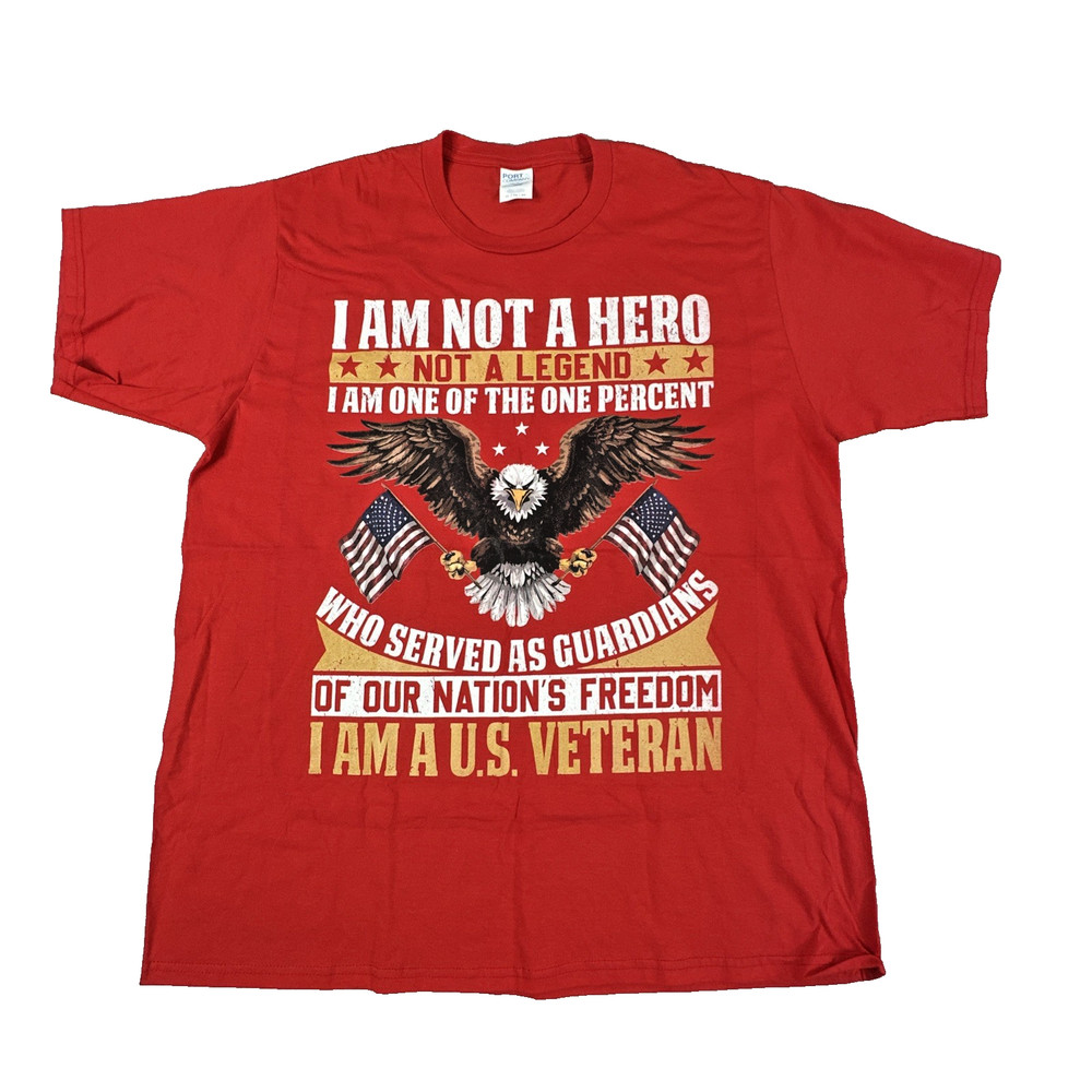 Port & Company Men's T Shirt Size XL Red US Veteran Eagle Graphic Tee