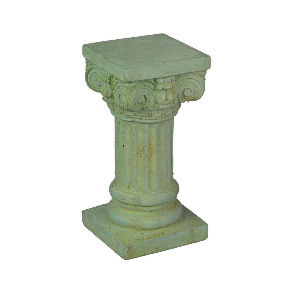 Verdigris Finish Solid Concrete Roman Ionic Column Pedestal 8.25 Inches Tall