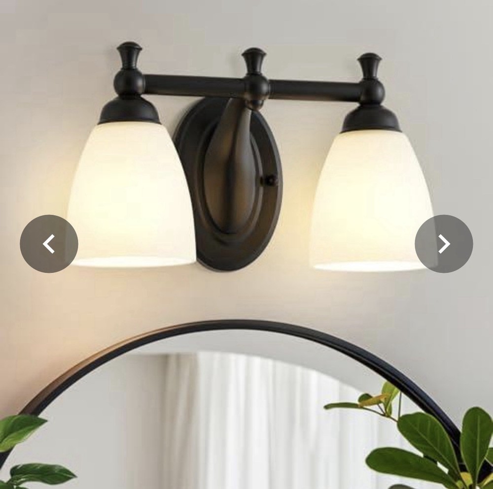 2 Light Black Bathroom Vanity Fixture Modern
