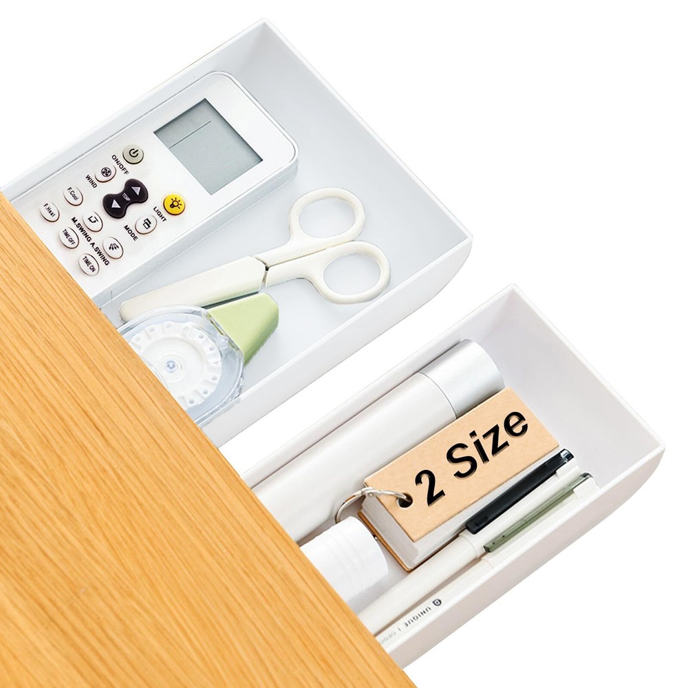 2 Packs Under Desk Drawer Organizer, Slide Out Drawer Attachment, Plastic Des...