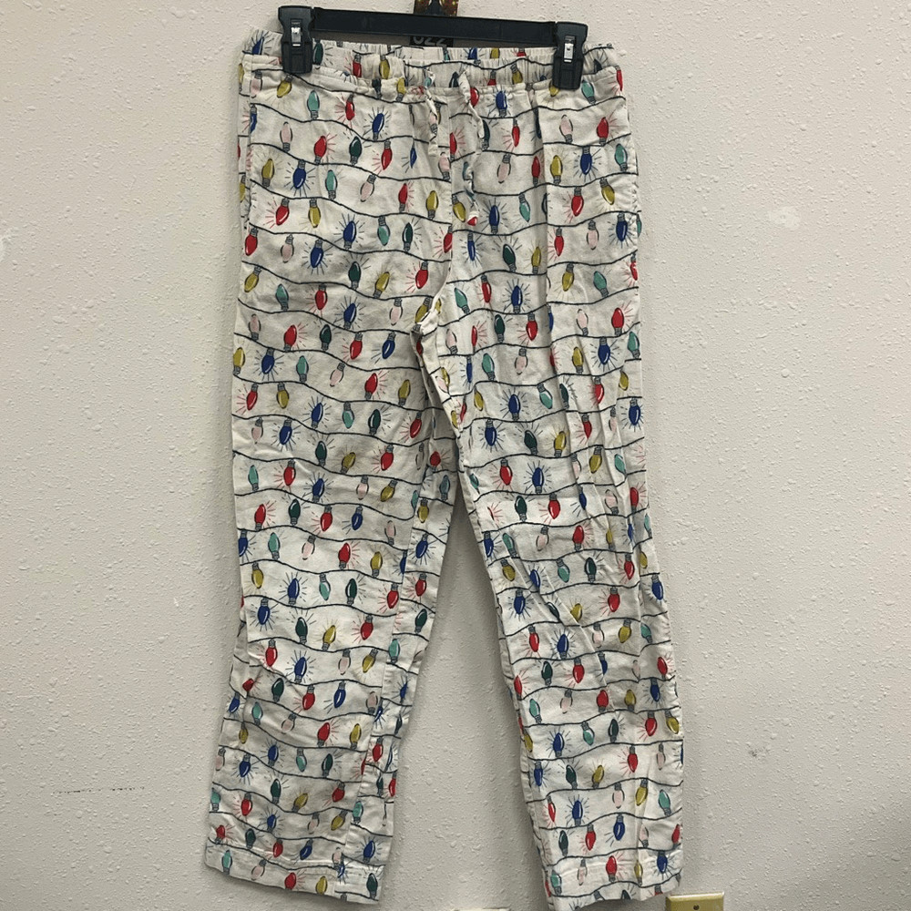 Hanna Andersson women’s XS flannel 100% cotton Christmas light PJ pants #751