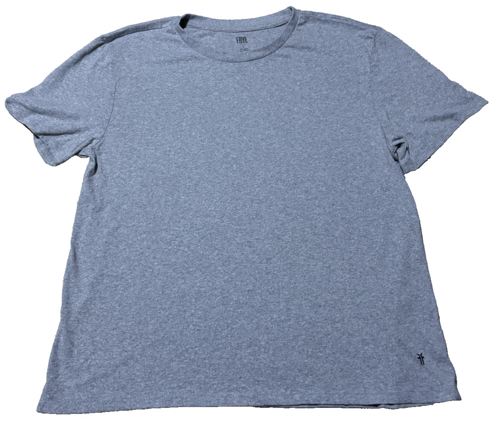 Frye Mens Gray T Shirt Size Large Short Sleeve Minimal Logo Casual Tee