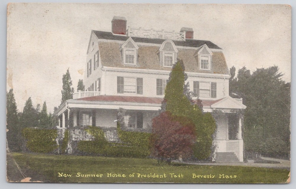 President Taft Summer Home Beverly MA Hand Colored Postcard c1910 J L Lester