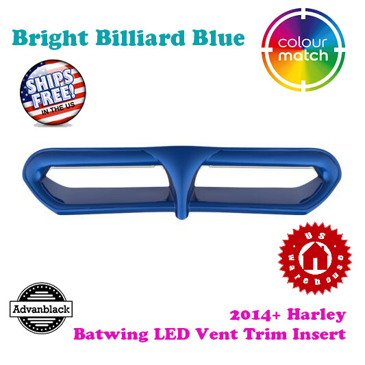 US Stock Bright Billiard Blue Batwing LED Vent Trim Insert fit 14+ Harley Street