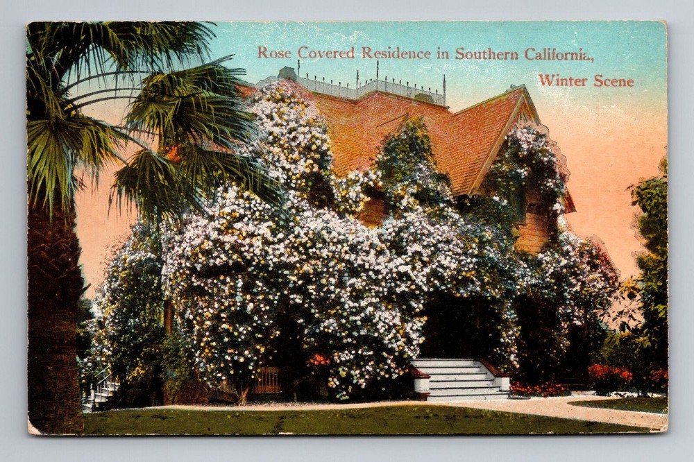 CA-California, Red Covered Residence, Scenic View, Vintage Postcard