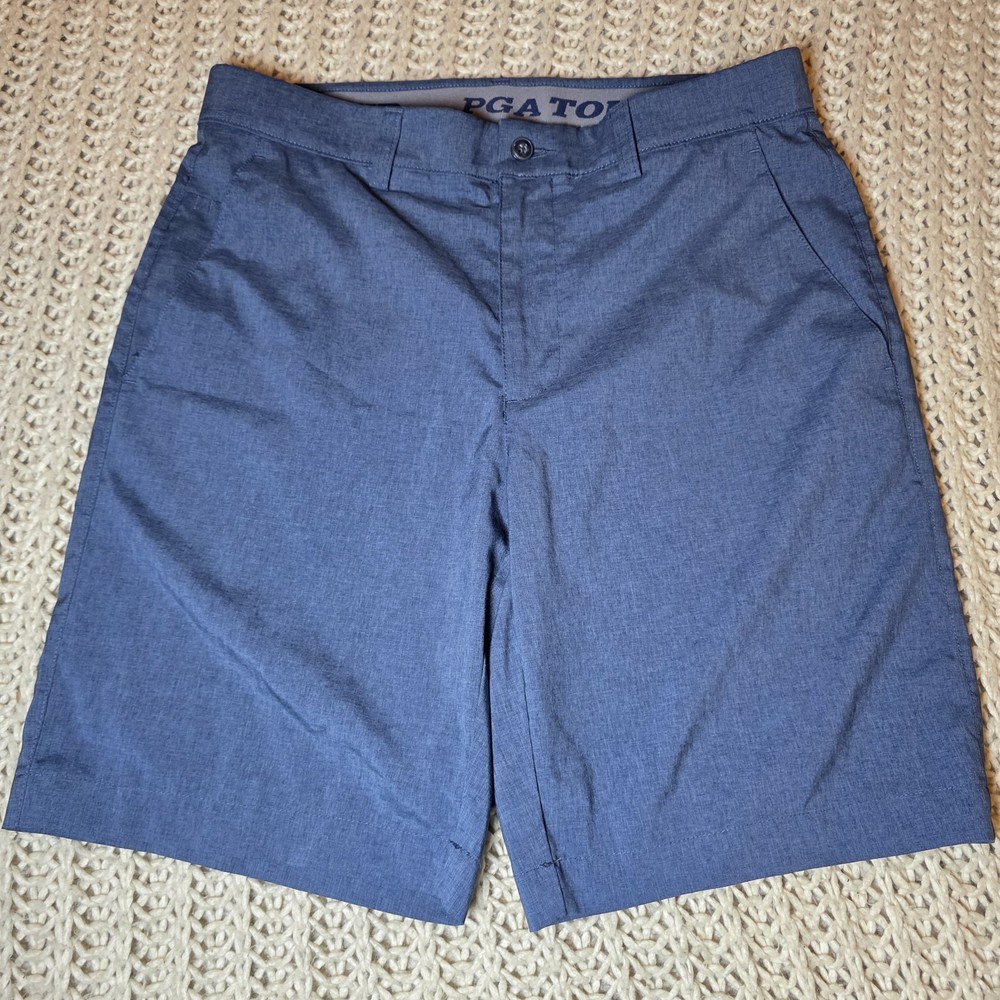 PGA Tour Shorts Men's Size 32 Athletic Lightweight Stretch Golf Navy Blue