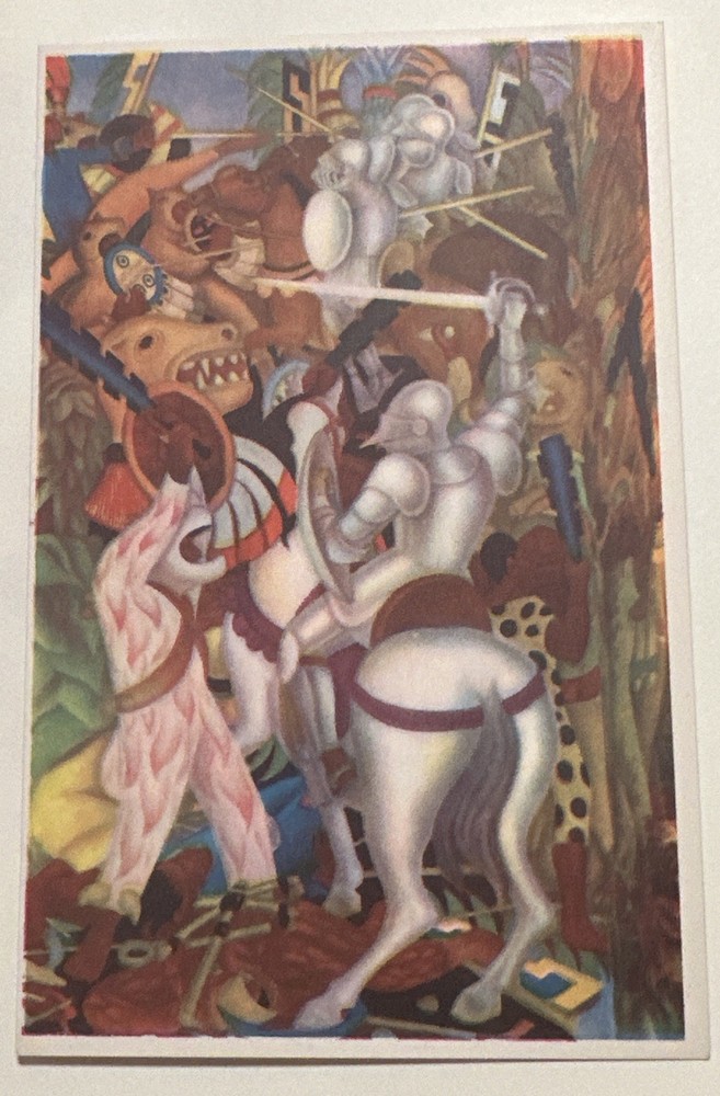 ARTIST DIEGO RIVERA Excena de la Conquista Scene from Conquest Fresco Postcard