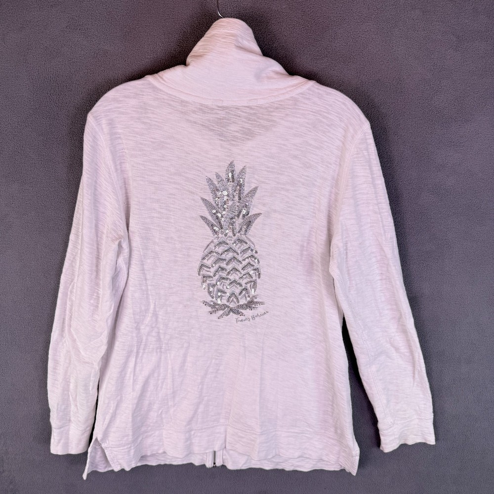 Tommy Bahama Womens Pineapple Sequin Sweatshirt M Full Zip Lightweight Vacation