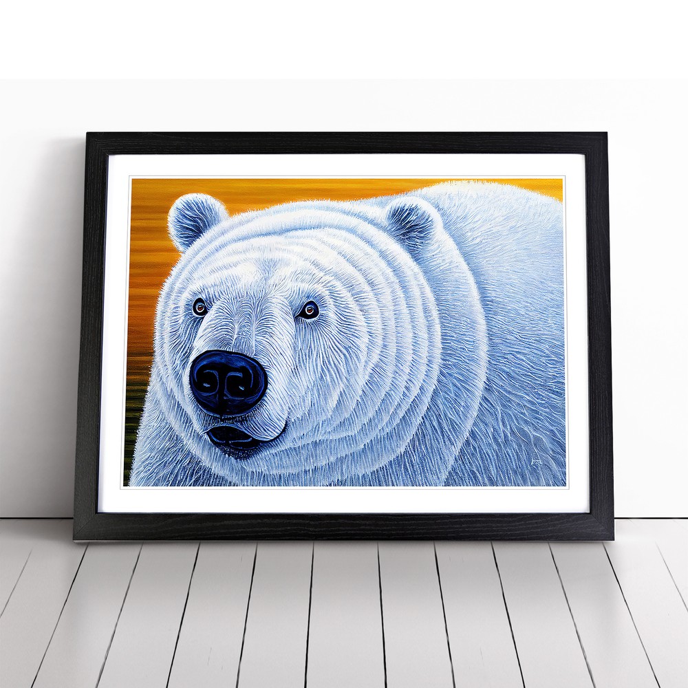 Polar Bear Framed Canvas Wall Art for Living Room Decor  