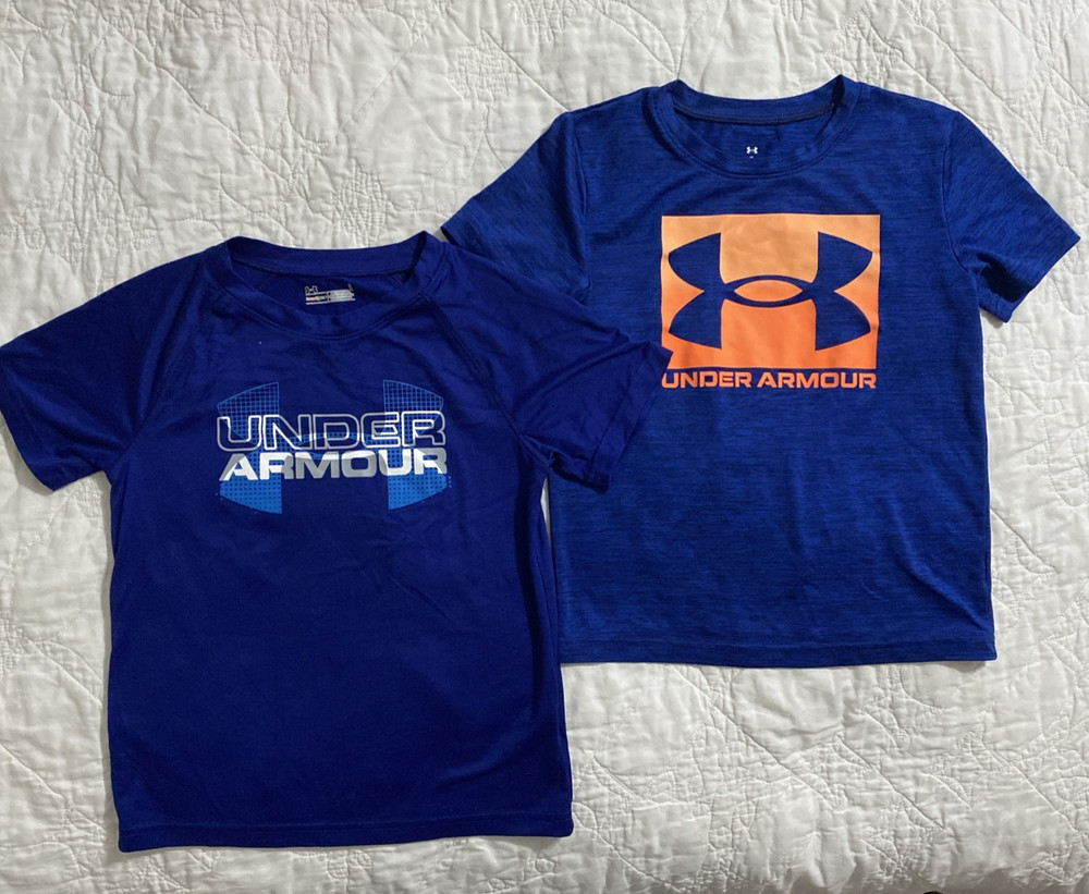 Lot of 2 - Youth UA Under Armour Short Sleeve Shirts, Size: 6, Blue