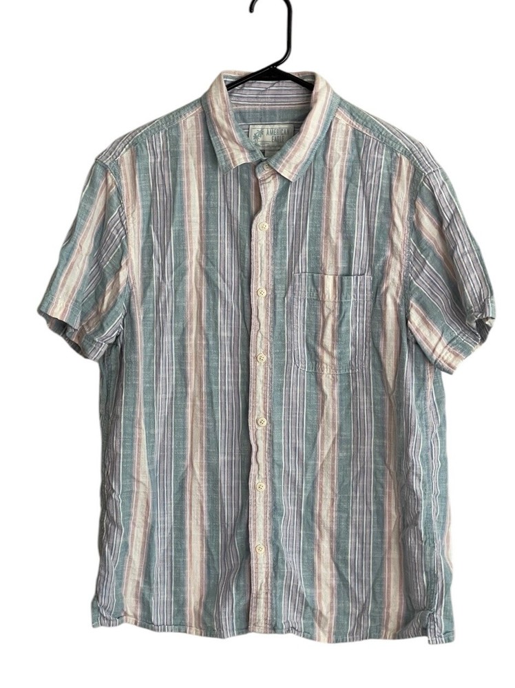 American Eagle  Pastel Striped Button Up Shirt Men's Size Medium Easter Spring
