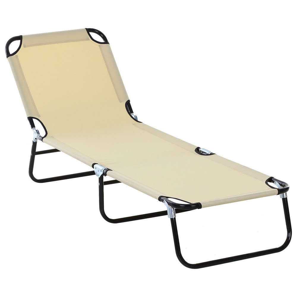5-Position Reclining Tanning Chaise Lounge in Beige