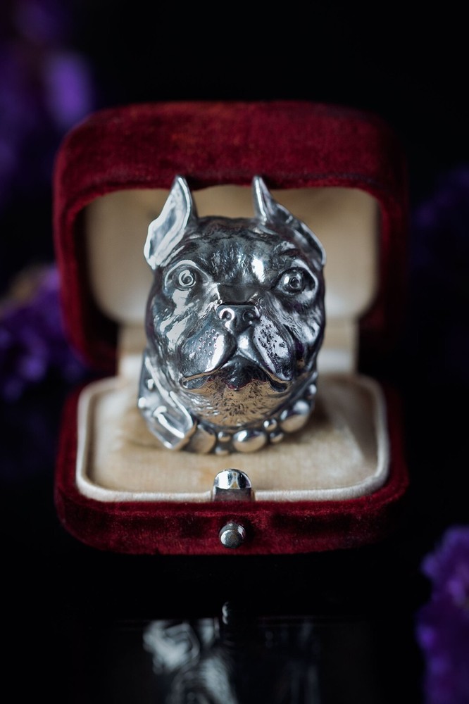 Antique Victorian Sterling Silver Staffordshire Bull Terrier Brooch