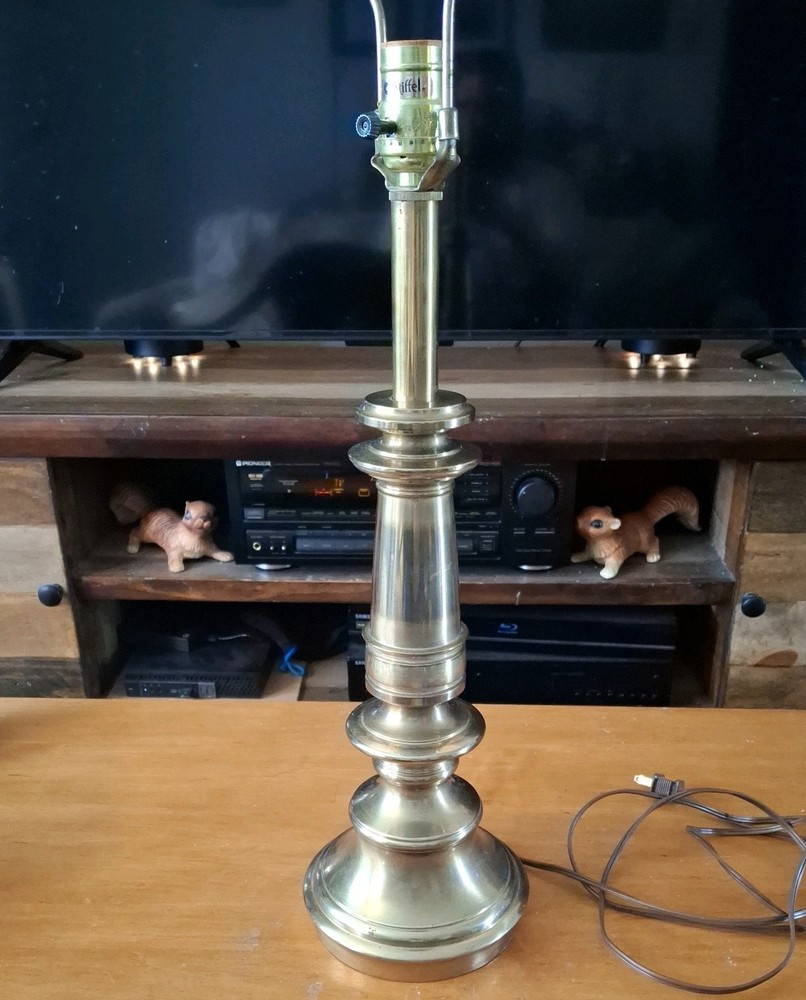 Vintage STIFFEL MCM Brass Table Lamp Hollywood Regency Column