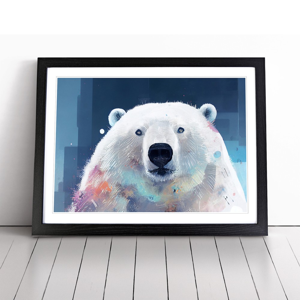 Polar Bear Wall Art Framed Canvas Print Living Room Decor Vol 4